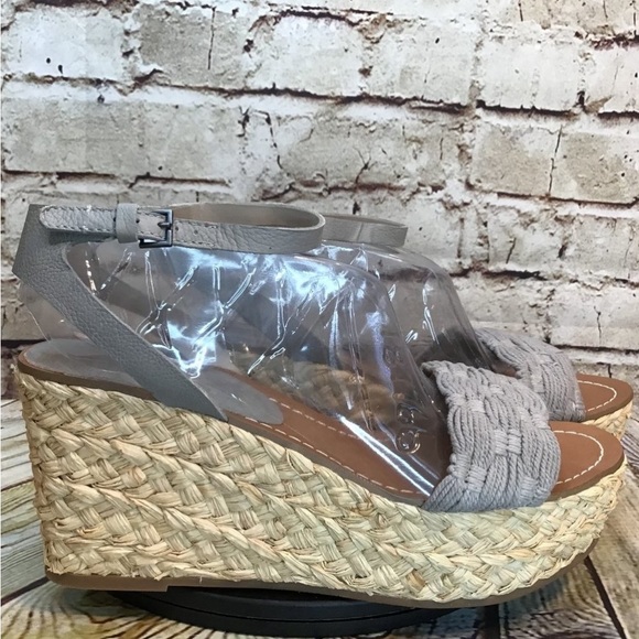 Splendid Women’s Gray Macramé Woven Open Toe Wicker Wedge Jute Platform Sandals - Picture 9 of 9